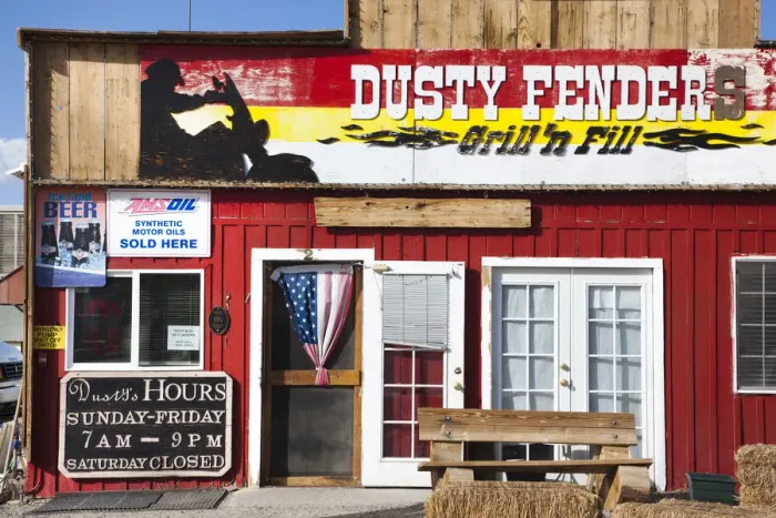 Framed Print : USA, Nevada, Great Basin, Goldfield, Dusty Fender Grill-n-Fill Framed Print : USA, Nevada, Great Basin, Goldfield, Dusty Fender Grill-n-Fill