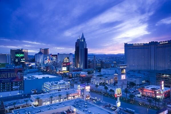 USA, Nevada, Las Vegas, The Strip, aerial view of New York, New York and casinos south