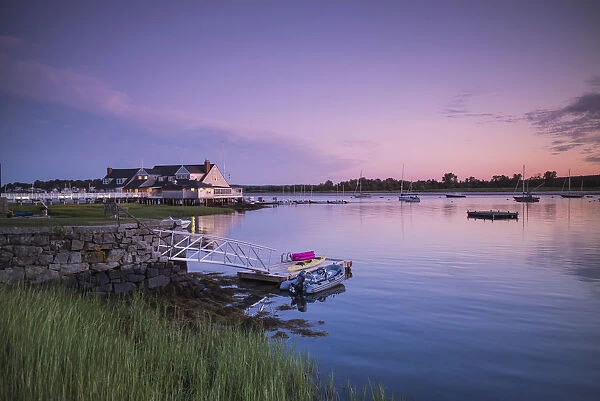 USA, New England, Cape Ann, Massachusetts, Annisquam, Annisquam Yacht Club, sunset