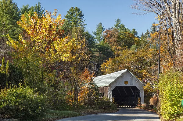 USA, New England, Indian Summer, East, Vermont, Covered Bridge, Williamsville