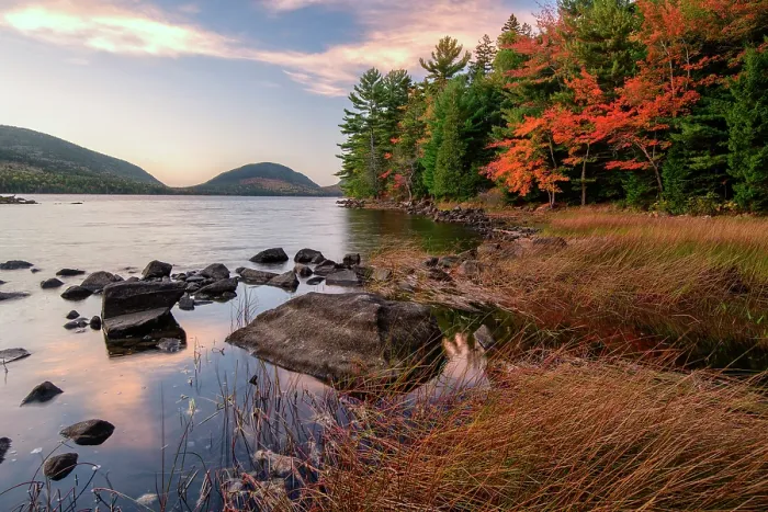 Framed Print : USA, New England, Maine, Acadia National Park Mount Desert Island, Eagle Lake