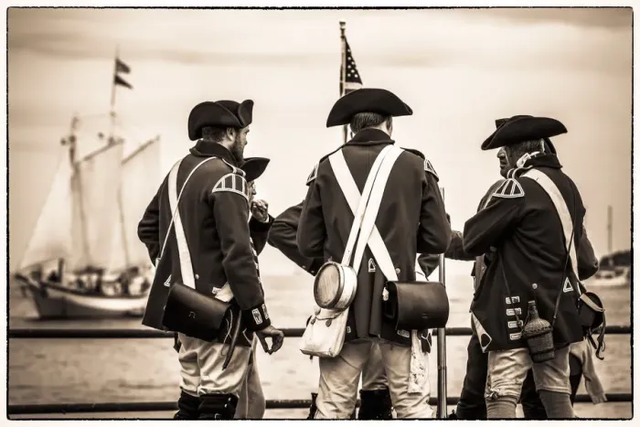 Framed Print : USA, New England, Massachusetts, Cape Ann, Gloucester, re-enactors of the Battle of Framed Print : USA, New England, Massachusetts, Cape Ann, Gloucester, re-enactors of the Battle of