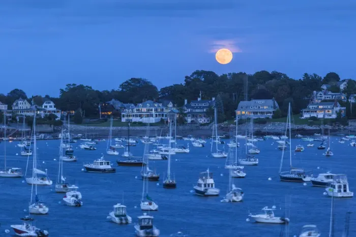 Framed Print : USA, New England, Massachusetts, Marblehead, Marblehead Harbor, moonrise Framed Print : USA, New England, Massachusetts, Marblehead, Marblehead Harbor, moonrise
