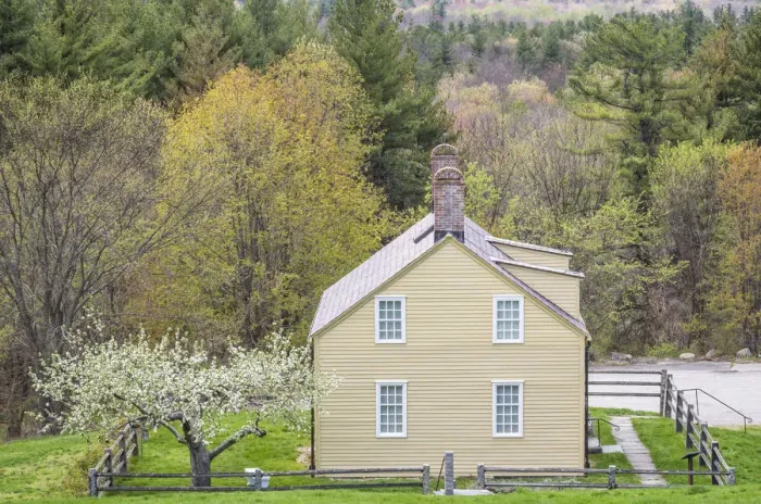Framed Print : USA, New England, Massachusetts, Harvard, Fruitlands Museum, Shaker Building, springtime Framed Print : USA, New England, Massachusetts, Harvard, Fruitlands Museum, Shaker Building, springtime