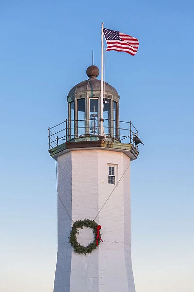 USA, New England, Massachusetts, Scituate, Scituate Lighthouse, dusk