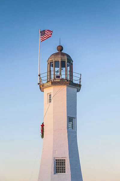 USA, New England, Massachusetts, Scituate, Scituate Lighthouse, sunset