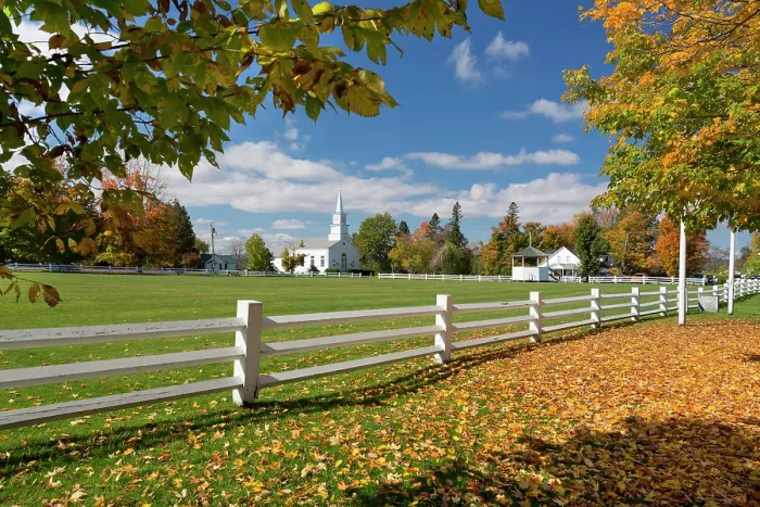 Framed Print : USA, New England, Vermont, Picket fence surrounding the playing field in Craftsbury Common in the fall Framed Print : USA, New England, Vermont, Picket fence surrounding the playing field in Craftsbury Common in the fall
