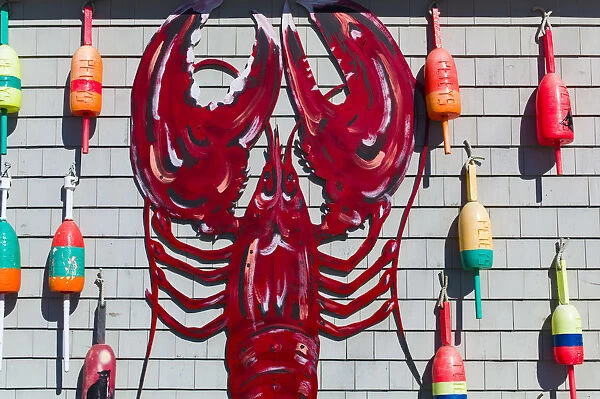 USA, New Hampshire, Rye, seafood shack, Lobster art