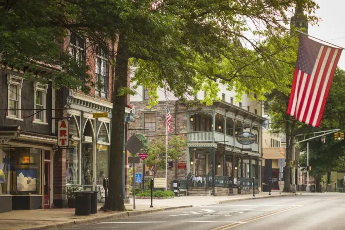 Framed Print : USA, New Jersey, Delaware River Valley, Lambertville, downtown Framed Print : USA, New Jersey, Delaware River Valley, Lambertville, downtown
