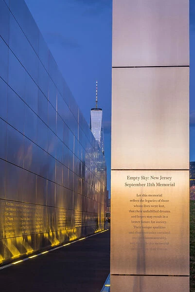 USA, New Jersey, Jersey City, Liberty State Park, Empty Sky memorial to new Jerseyans