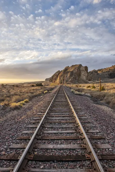 Framed Print : USA, New Mexico, railroad track near Cerrillos