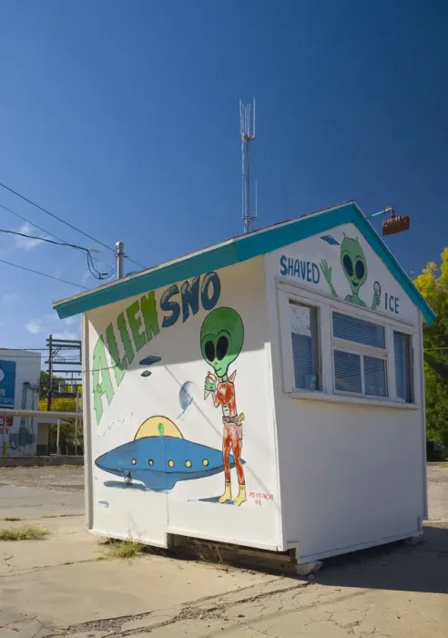 Framed Print : USA, New Mexico, Roswell, Alien-themed icecream stand Framed Print : USA, New Mexico, Roswell, Alien-themed icecream stand