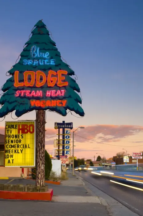 Framed Print : USA, New Mexico, Route 66, Gallup, Motel signs