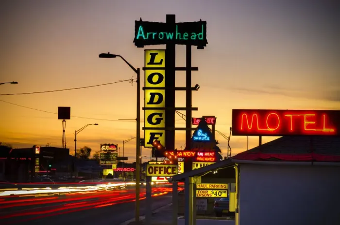 Framed Print : USA, New Mexico, Route 66, Gallup, Motel signs Framed Print : USA, New Mexico, Route 66, Gallup, Motel signs