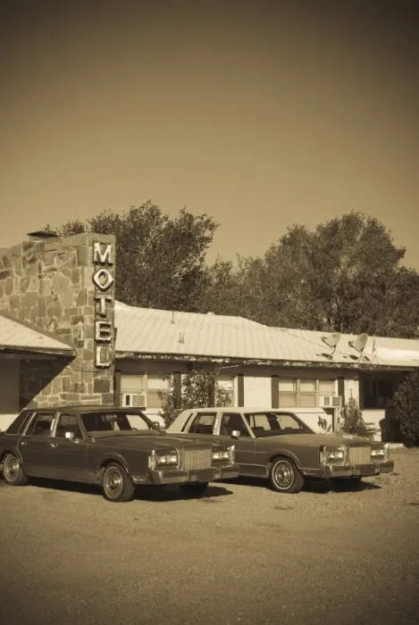 Framed Print : USA, New Mexico, Route 66, Tucumcari, 1970s style motel