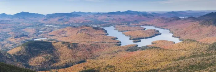 Framed Print : USA, New York, Adirondack Mountains, Wilmington, Whiteface Mountain, view towards Lake Placid
