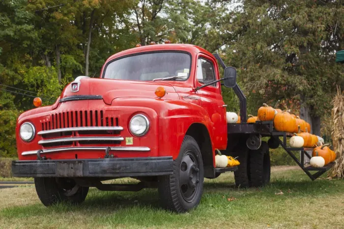 Framed Print : USA, New York, Adirondack Mountains, Crown Point, truck with autumn pumpkins Framed Print : USA, New York, Adirondack Mountains, Crown Point, truck with autumn pumpkins