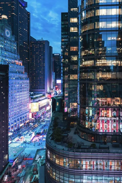 Framed Print : USA, New York City, elevated view of Times Square with its buildings illuminated Framed Print : USA, New York City, elevated view of Times Square with its buildings illuminated