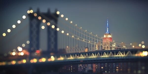 USA, New York City, Manhattan Bridge and Empire State Building