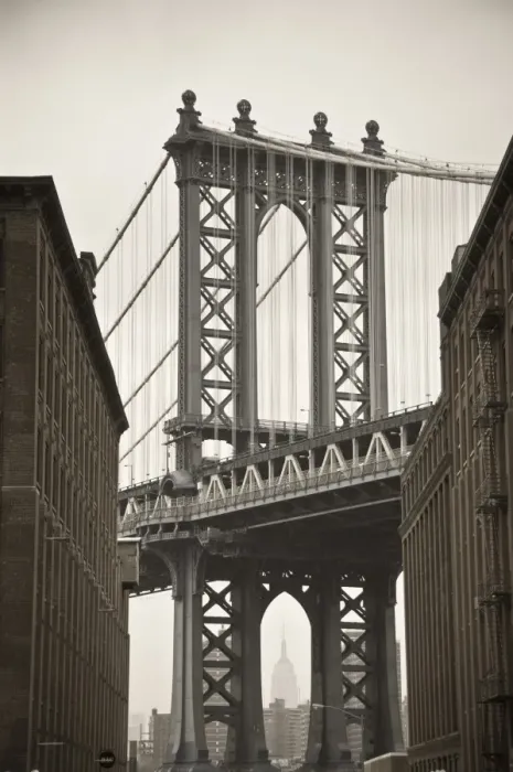 Framed Print : USA, New York City, Manhattan Bridge & Empire State Building Framed Print : USA, New York City, Manhattan Bridge & Empire State Building