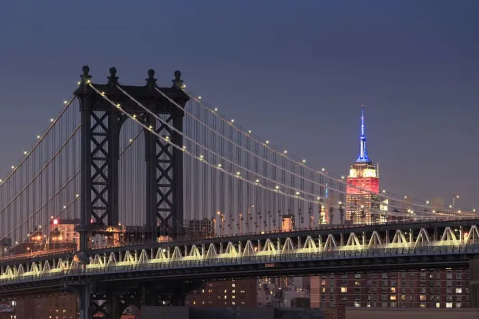 Framed Print : USA, New York City, Manhattan Bridge and Empire State Building Framed Print : USA, New York City, Manhattan Bridge and Empire State Building