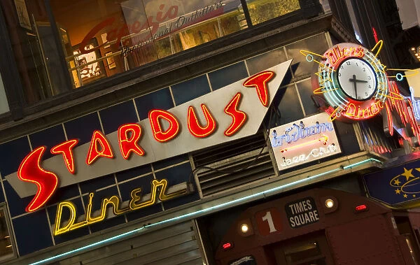 USA, New York City, Manhattan, Broadway, Ellens Stardust Diner sign