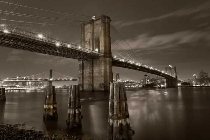 Framed Print : USA, New York City, Manhattan, Brooklyn and Manhattan Bridges across the East River Framed Print : USA, New York City, Manhattan, Brooklyn and Manhattan Bridges across the East River