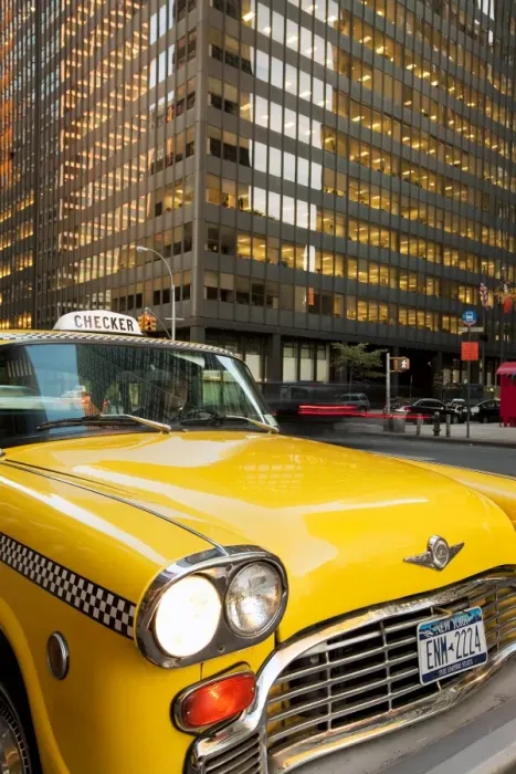 Framed Print : USA, New York City, Manhattan, Downtown Financial District, Yellow NYC Checker Taxi Framed Print : USA, New York City, Manhattan, Downtown Financial District, Yellow NYC Checker Taxi