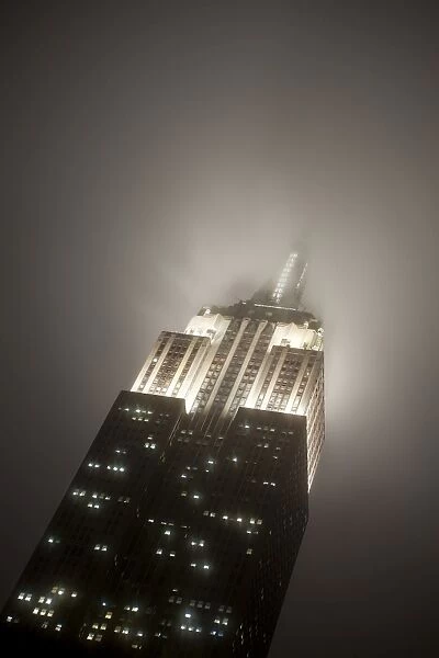 USA, New York City, Manhattan, Empire State Building on a rainy evening