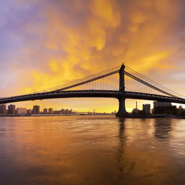 Framed Print : USA, New York City, Manhattan, Manhattan Bridge spanning the East river