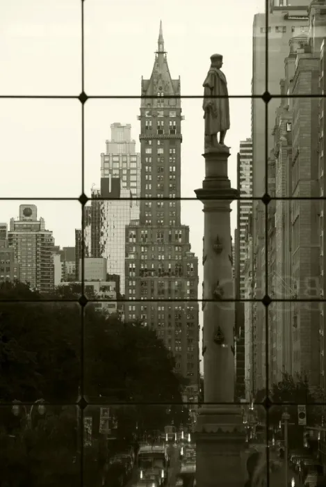 Framed Print : USA, New York City, Manhattan, Statue of Christopher Columbus in Columbus Circle viewed through a glass shopping Framed Print : USA, New York City, Manhattan, Statue of Christopher Columbus in Columbus Circle viewed through a glass shopping