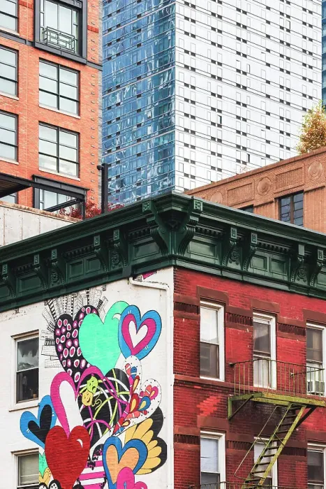 Framed Print : USA, New York City, modern and old buildings together near the High Line in Chelsea, Manhattan
