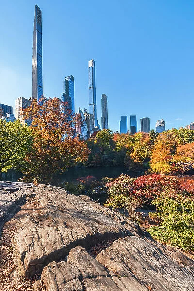 USA, New York City, view of Central Park in autumn