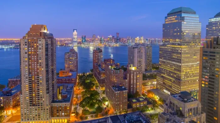 Framed Print : USA, New York, Lower Manhattan, Jersey City in New Jersey across Hudson River Framed Print : USA, New York, Lower Manhattan, Jersey City in New Jersey across Hudson River