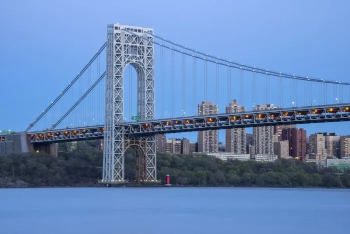 Framed Print : USA, New York, Manhattan, George Washington Bridge & the Hudson river Framed Print : USA, New York, Manhattan, George Washington Bridge & the Hudson river