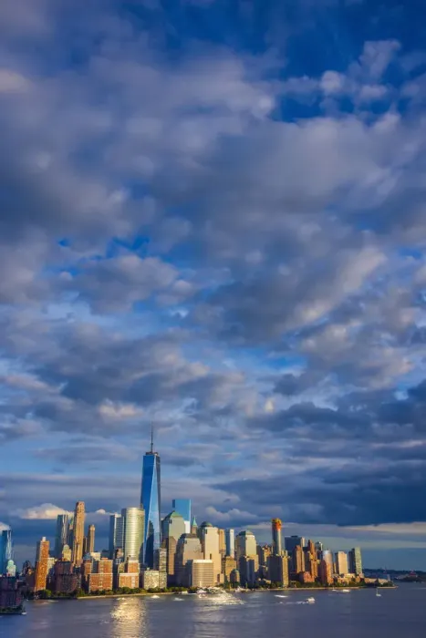 Framed Print : USA, New York, Manhattan, Lower Manhattan and World Trade Center, Freedom Tower across Framed Print : USA, New York, Manhattan, Lower Manhattan and World Trade Center, Freedom Tower across