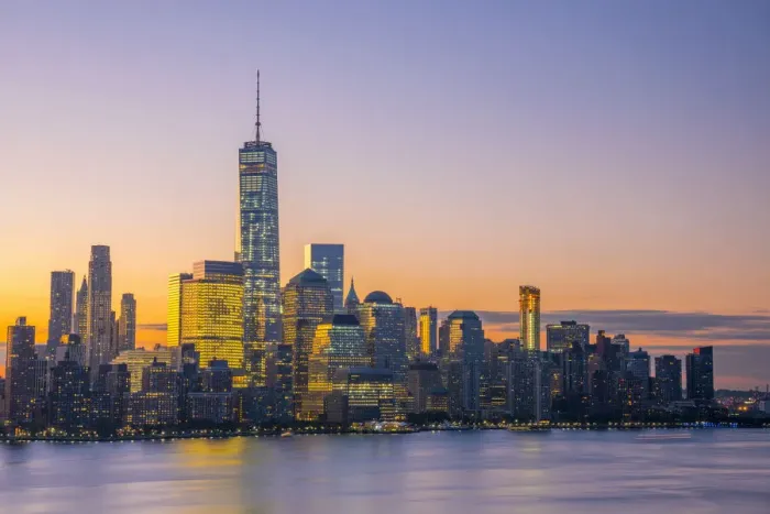 Framed Print : USA, New York, Manhattan, Lower Manhattan and World Trade Center, Freedom Tower across