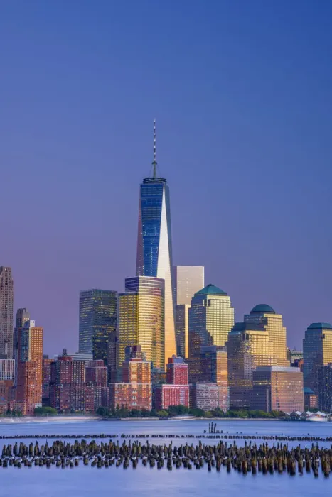 Framed Print : USA, New York, Manhattan, Lower Manhattan and World Trade Center, Freedom Tower across Framed Print : USA, New York, Manhattan, Lower Manhattan and World Trade Center, Freedom Tower across