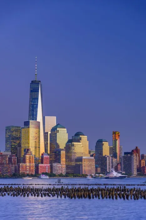 Framed Print : USA, New York, Manhattan, Lower Manhattan and World Trade Center, Freedom Tower across Framed Print : USA, New York, Manhattan, Lower Manhattan and World Trade Center, Freedom Tower across