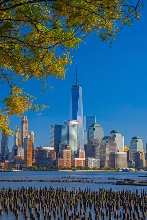 Framed Print : USA, New York, Manhattan, Lower Manhattan and World Trade Center, Freedom Tower across Framed Print : USA, New York, Manhattan, Lower Manhattan and World Trade Center, Freedom Tower across