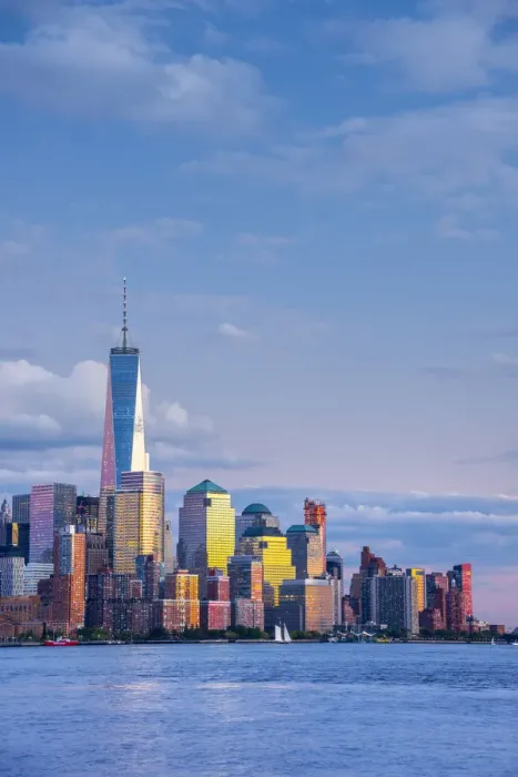 Framed Print : USA, New York, Manhattan, Lower Manhattan and World Trade Center, Freedom Tower across Framed Print : USA, New York, Manhattan, Lower Manhattan and World Trade Center, Freedom Tower across