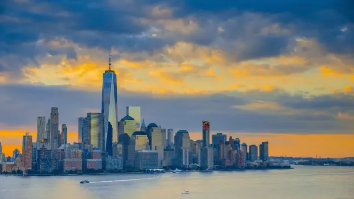 Framed Print : USA, New York, Manhattan, Lower Manhattan and World Trade Center, Freedom Tower across Framed Print : USA, New York, Manhattan, Lower Manhattan and World Trade Center, Freedom Tower across