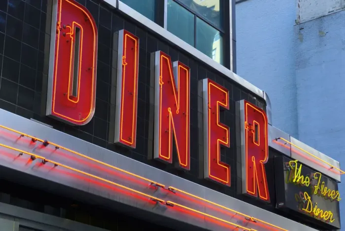 Framed Print : USA, New York, Manhattan, Midtown, West 57th Street, Brooklyn Diner Framed Print : USA, New York, Manhattan, Midtown, West 57th Street, Brooklyn Diner