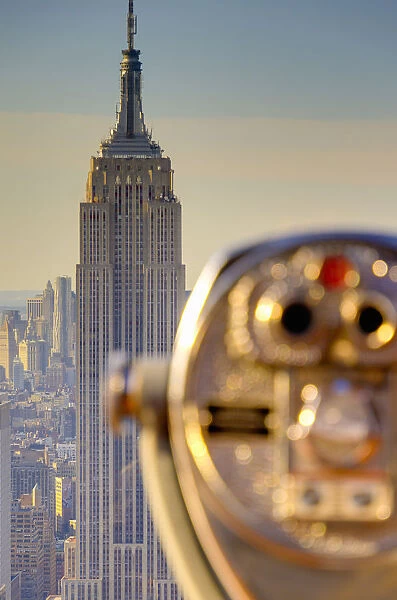 USA, New York, Manhattan, Midtown, Empire State Building from Top of The Rock, Rockefeller