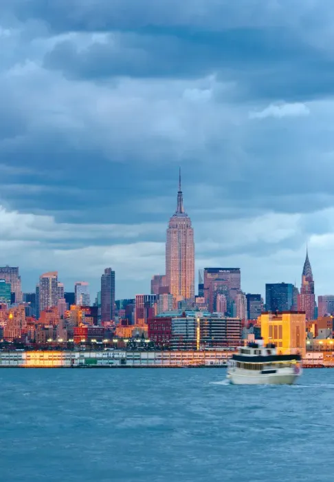 Framed Print : USA, New York, Manhattan, Midtown across the Hudson River