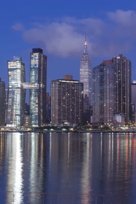 Framed Print : USA, New York, New York City, Long Island City, Mid town Manhattan skyline with Empire