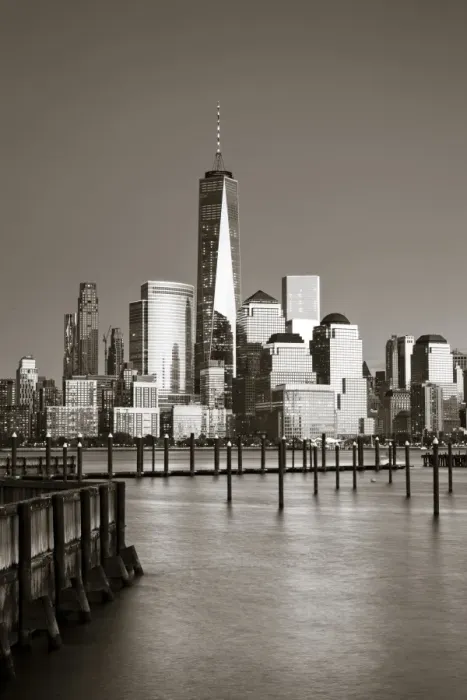 Framed Print : USA, New York, New York City, Lower Manhattan Skyline from Newport Beach Framed Print : USA, New York, New York City, Lower Manhattan Skyline from Newport Beach