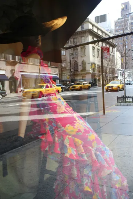Framed Print : USA, New York, New York City, Manhattan, yellow taxi cabs reflected in a fashionable Framed Print : USA, New York, New York City, Manhattan, yellow taxi cabs reflected in a fashionable