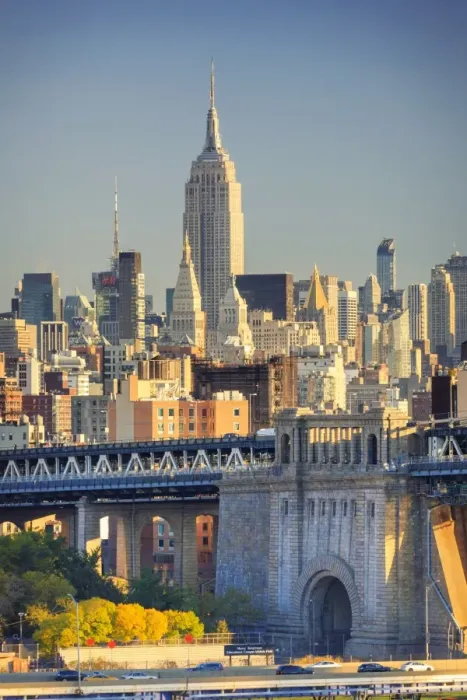 Framed Print : USA, New York, New York City, Manhattan Bridge and Empire State Building Framed Print : USA, New York, New York City, Manhattan Bridge and Empire State Building