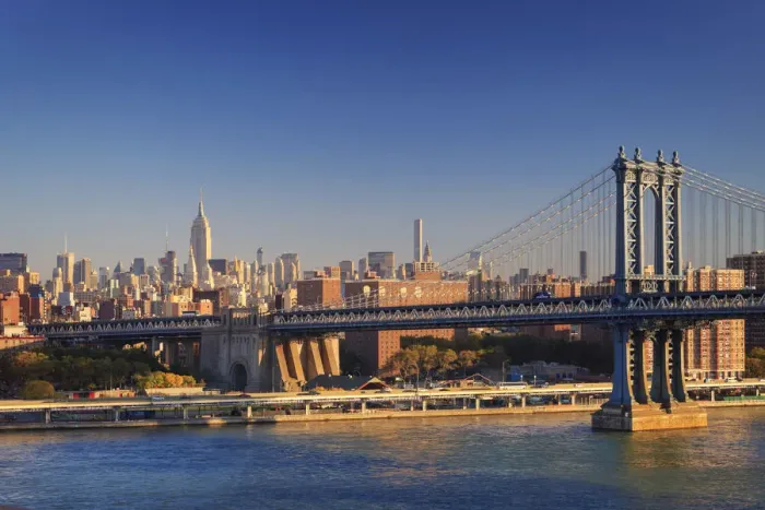 Framed Print : USA, New York, New York City, Manhattan Bridge and Empire State Building Framed Print : USA, New York, New York City, Manhattan Bridge and Empire State Building